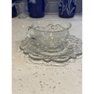 McKee Rock Crystal Clear Tea Cup And Saucer Set EAPG Depression Glass